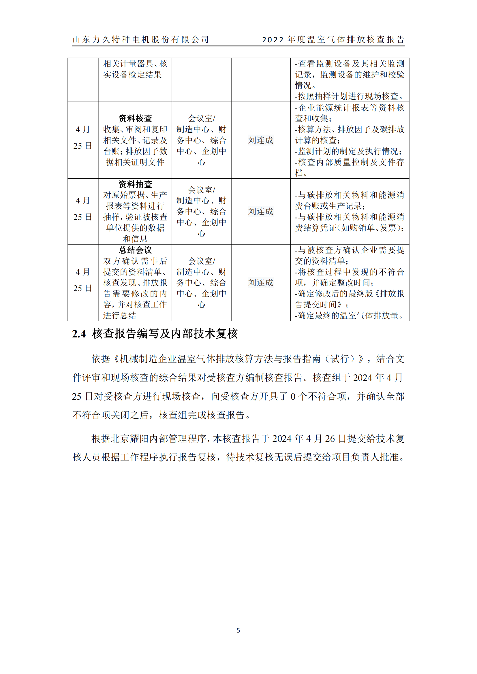 力久電機(jī)溫室氣體排放核查報(bào)告