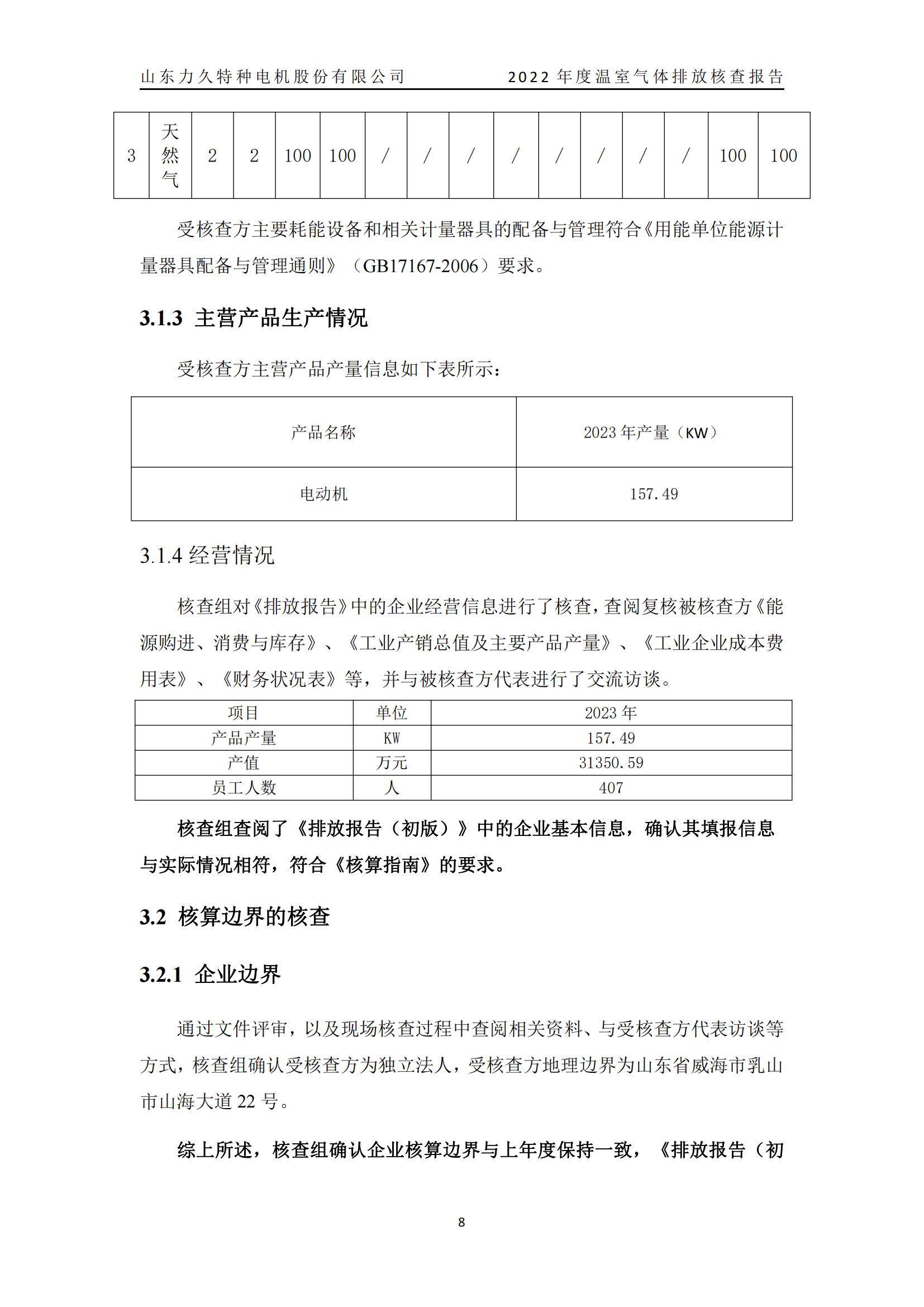 力久電機(jī)溫室氣體排放核查報(bào)告